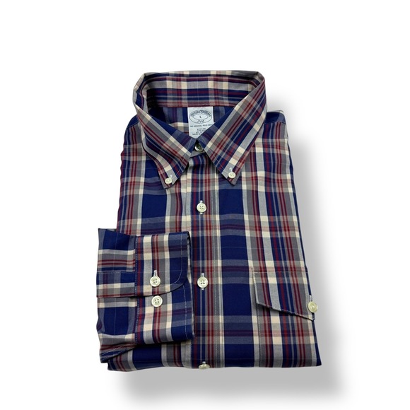 Brooks Brothers Other - Brooks Brothers 346 Mens Slim Fit Plaid Button Down Shirt‎ Non Iron Size L